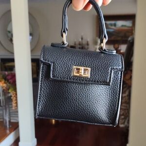 Elegant Black Faux Leather Mini Handbag